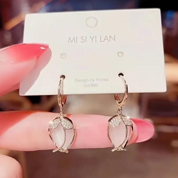 Gold and Silver Leaf Earrings - Picture 1 of 1